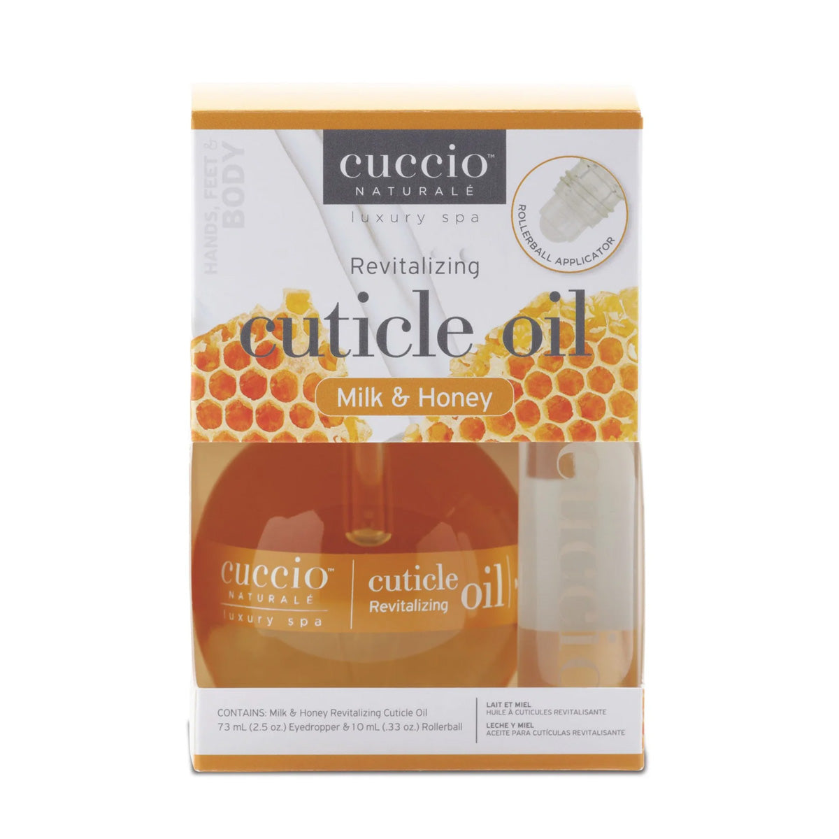 Cuccio Kit-Cuticle Oil 73 ml & Roller ball 10ml Milk Honey + Cuccio