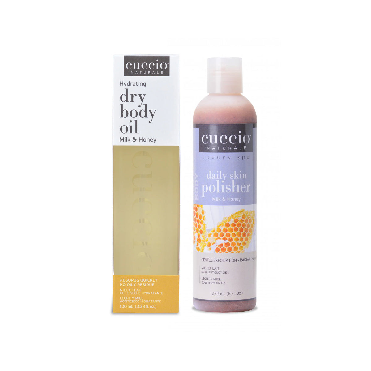 Cuccio Polisher Milk & Honey 8oz + Dry Body Oil 100ml - Cuccio
