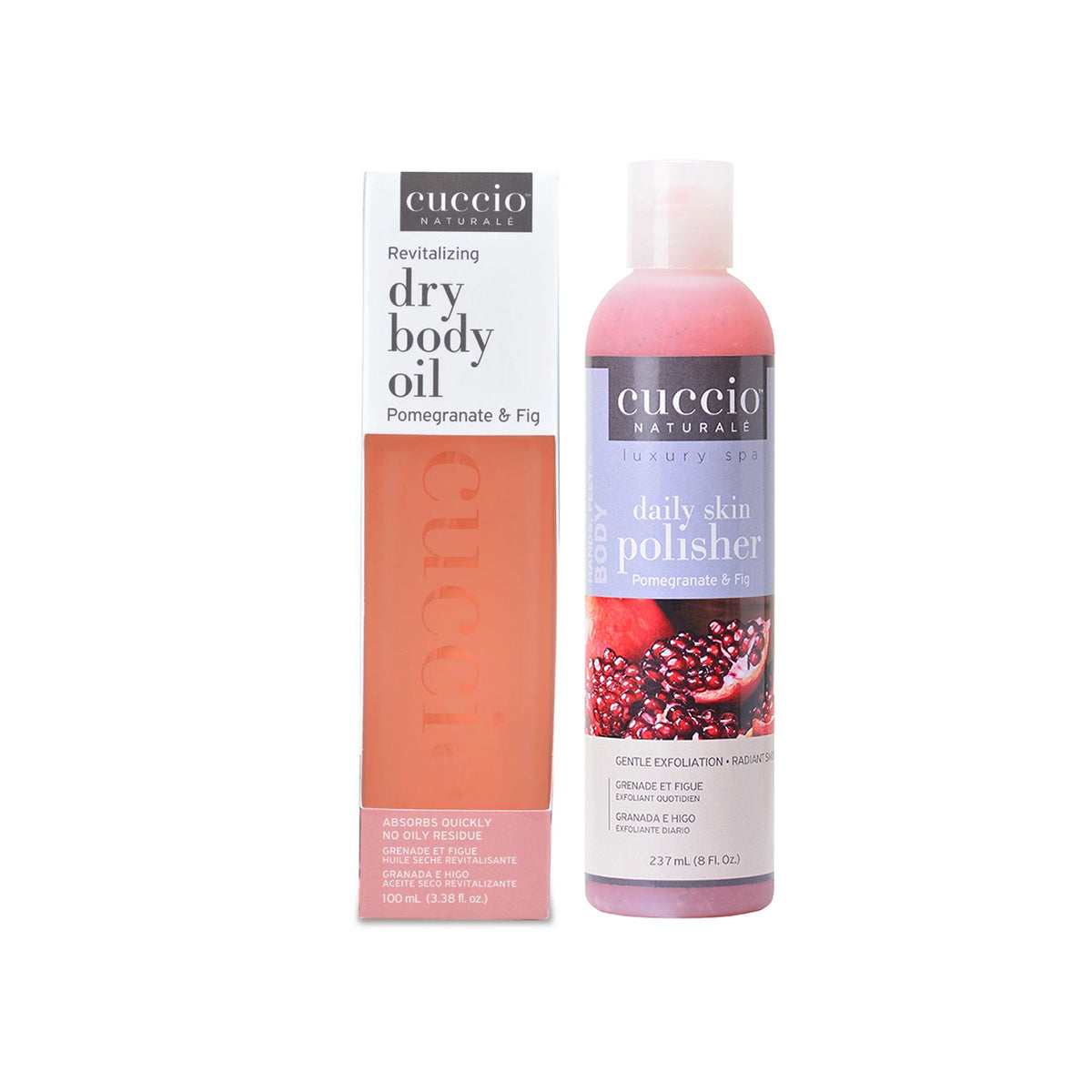 Cuccio Polisher Pomegranate 8oz + Dry Body Oil 100ml - Cuccio